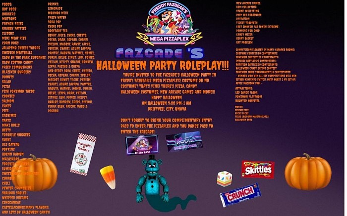 Want some food Halloween snacks just come on down to the Mega PizzaPlex on October to celebrate and watch the fnaf movie with us!